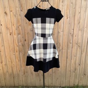 Soprano Plaid Mini Dress Black White Size Small